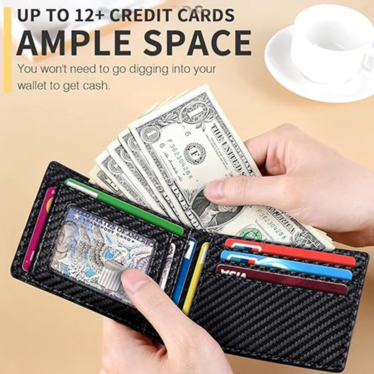 Hot selling men's wallet with 11 card slots大容量皮夹信用卡