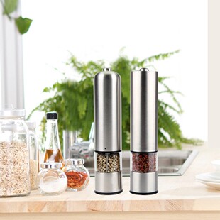 Electric Salt and Pepper Grinder Set Shaker Mills Adjustable