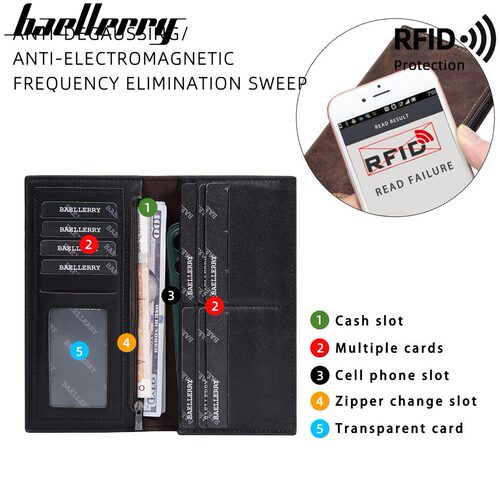 men's wallet zipper anti demagnetization multi slot wallet