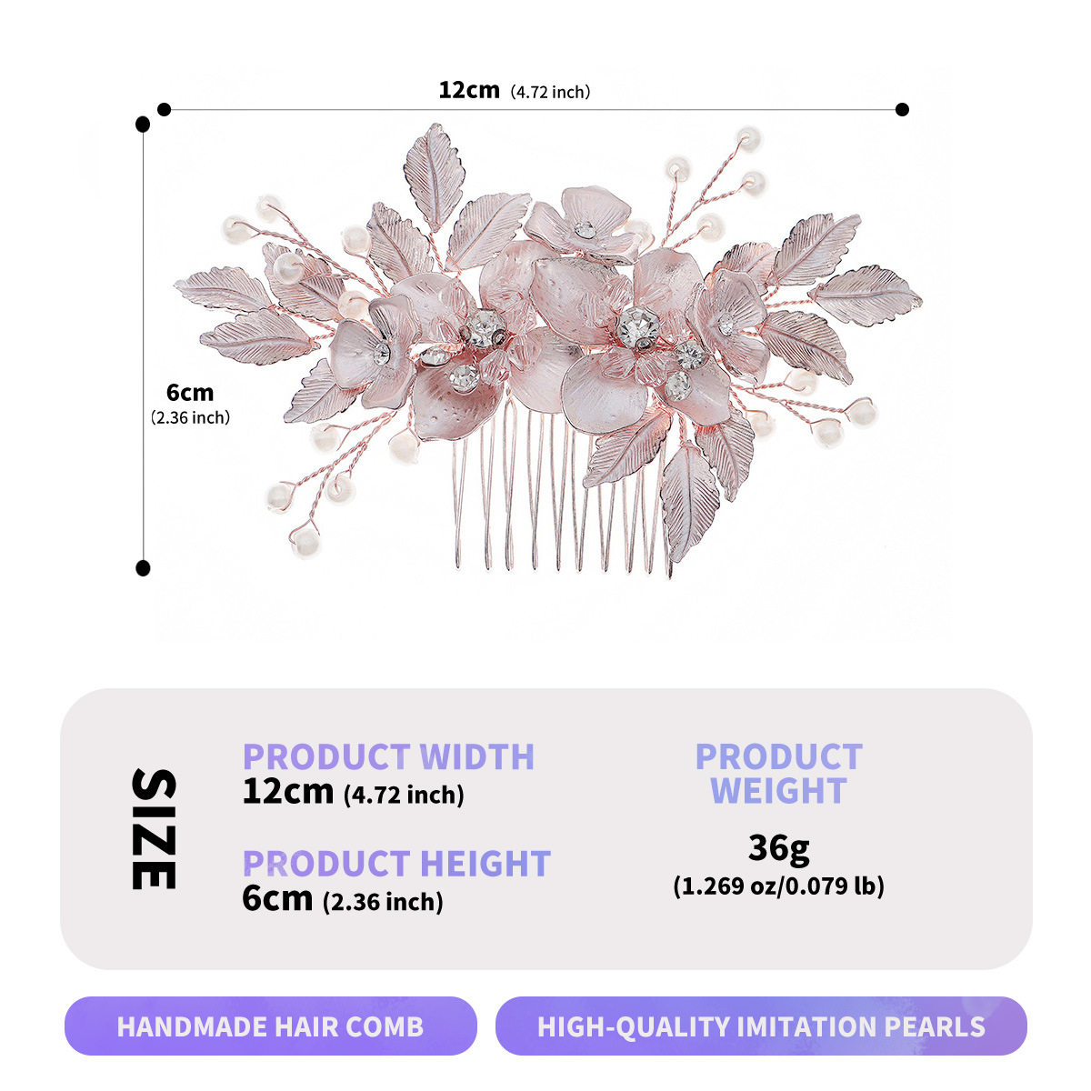 Light luxury pearl hair comb alloy flower insert comb头饰