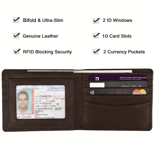 Retro style short leaf wallet for men with anti-theft brush