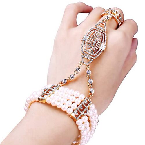 Star style glass pearl bracelet玻璃珍珠手链热卖水钻一体戒