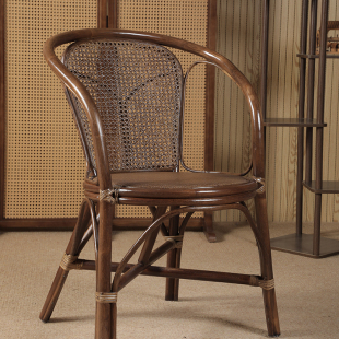 植雅轩藤椅单人腾编椅靠背椅家用藤条椅天然真藤编织老人椅子懒人