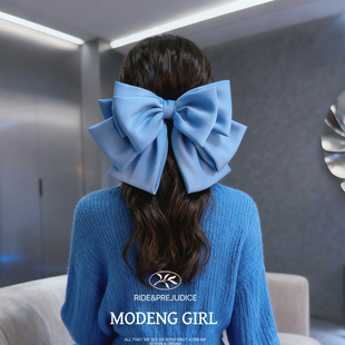 【曼特学院】显脸小~韩式超大蝴蝶结发夹头饰女后脑勺顶夹弹簧夹