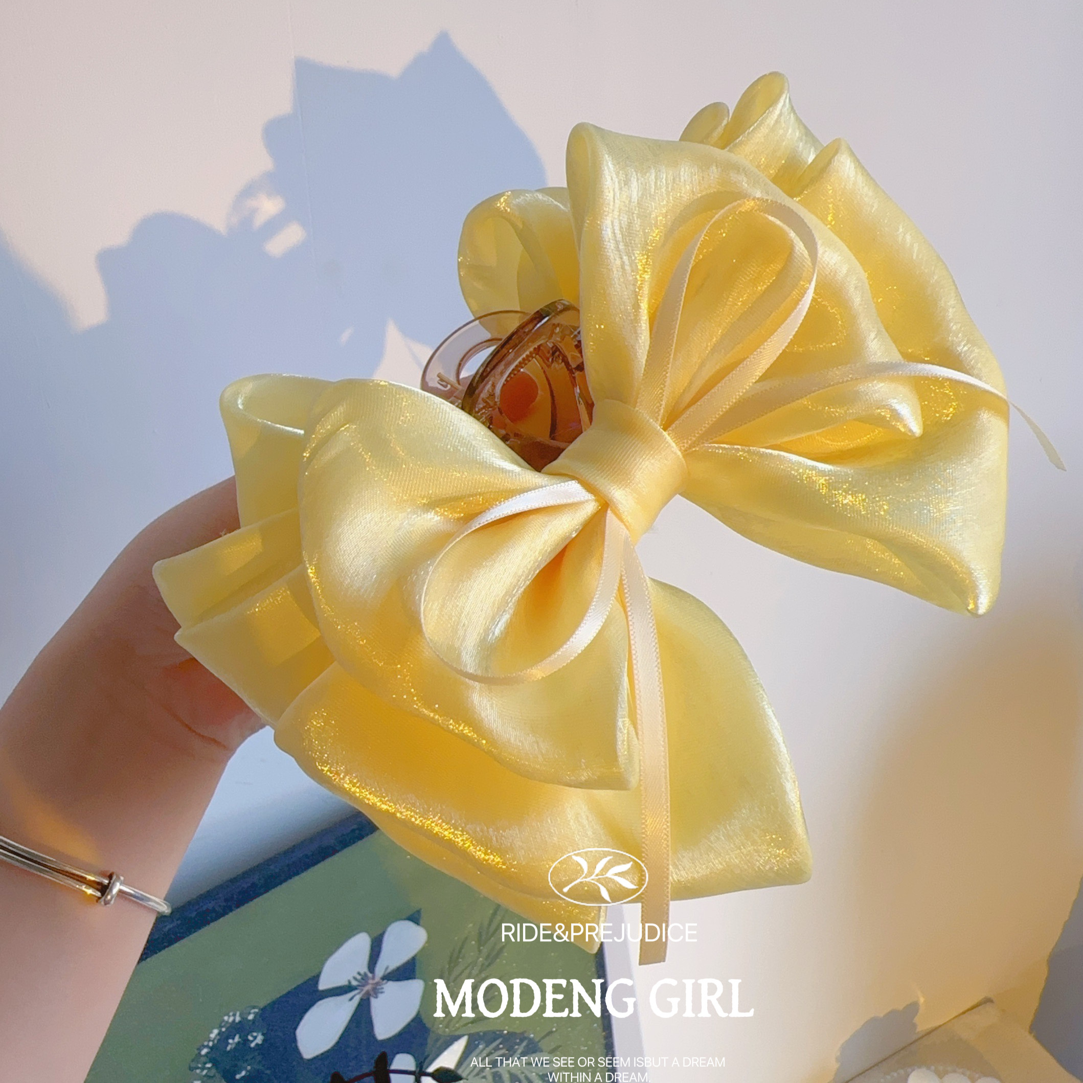 【昭和少女】韩国泡菜纱高级感蝴蝶结抓夹设计感立体织带鲨鱼夹