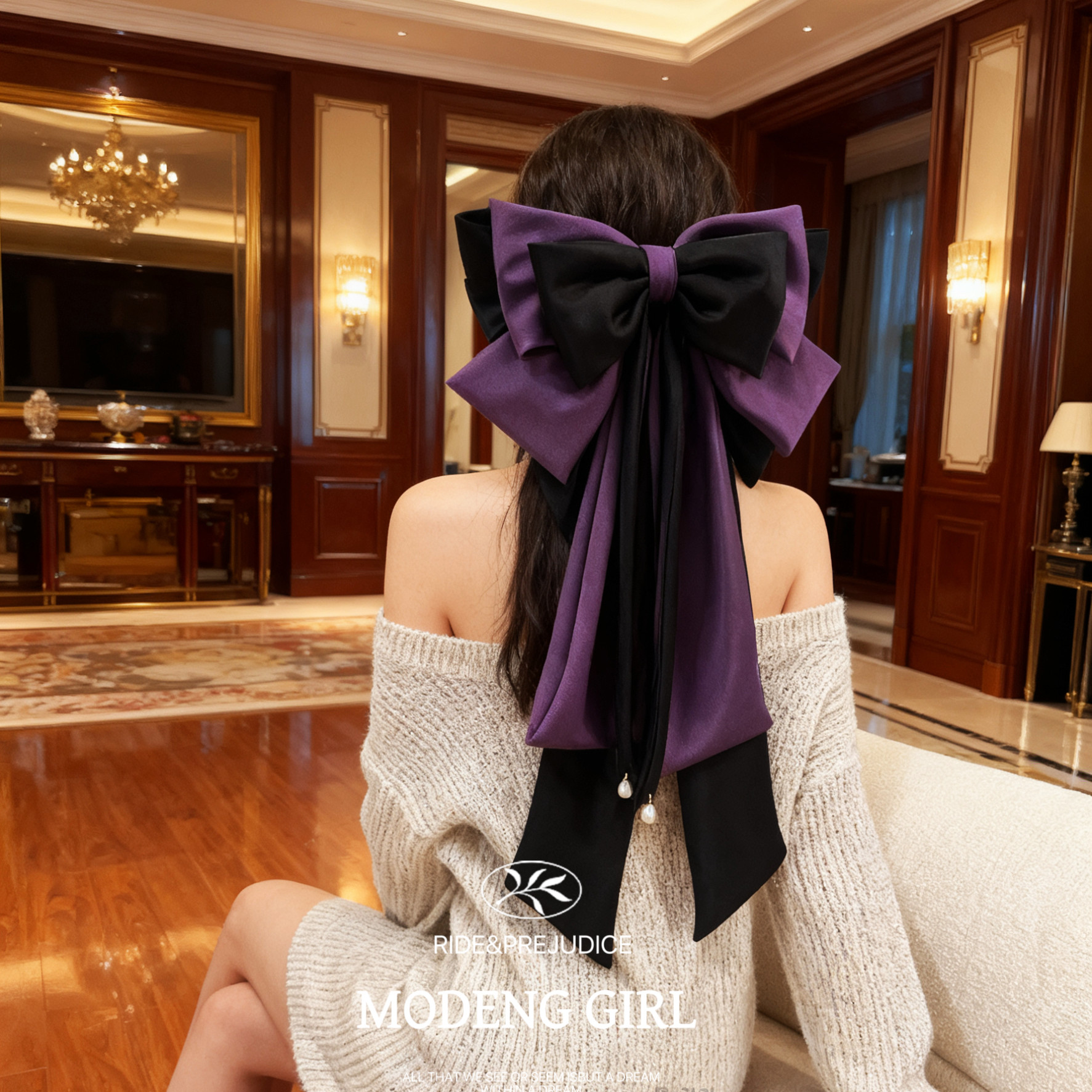 【夜女郎】高定款~超大七层蝴蝶结弹簧夹氛围感织带发饰小众设计