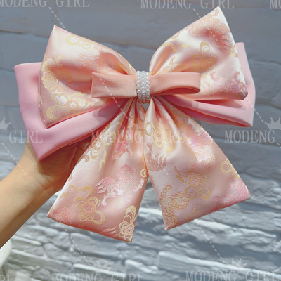 新中式印花蝴蝶结弹簧夹