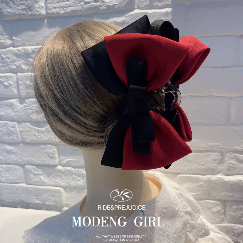 高级缎面拼色发抓鲨鱼夹