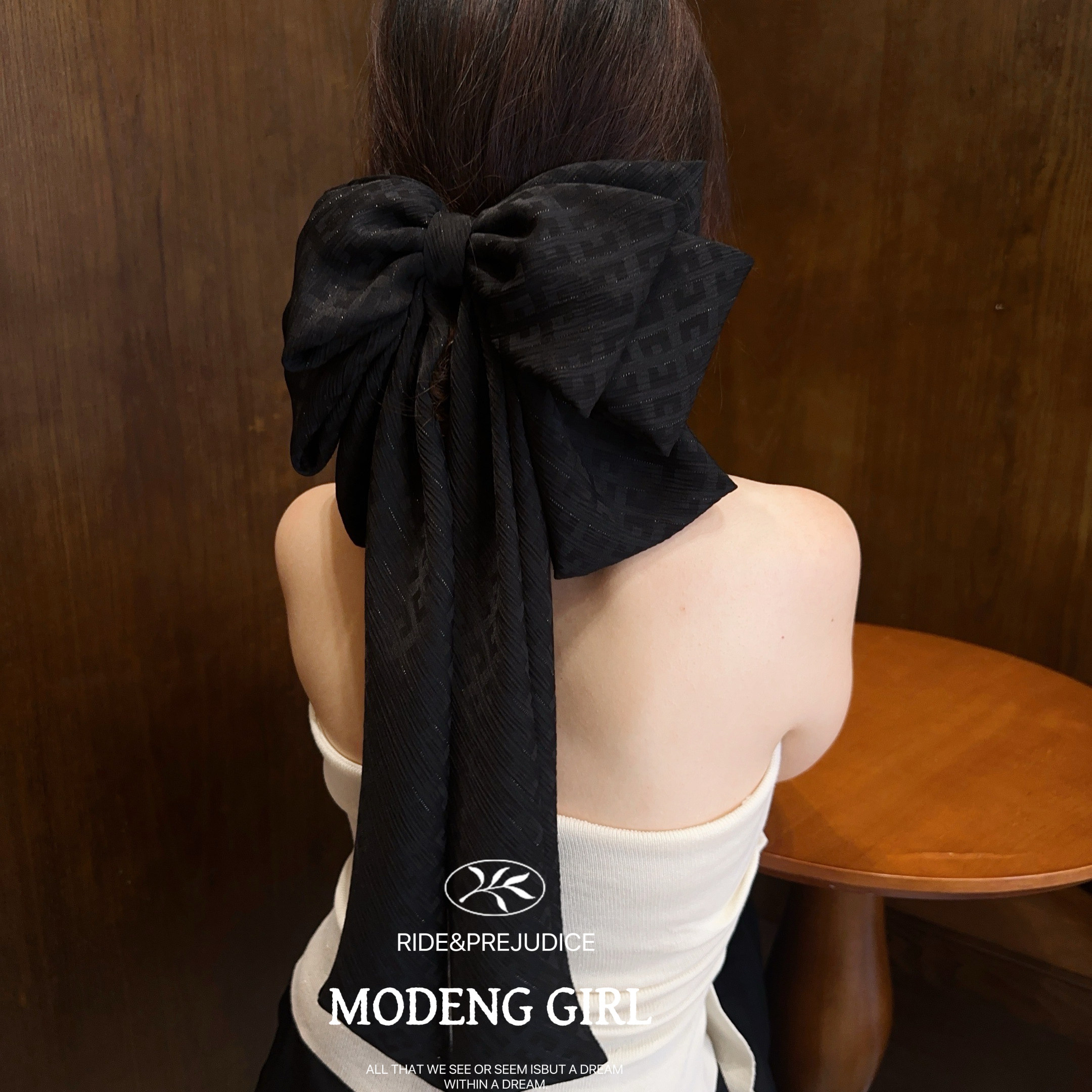 【夜太美】敲显发量~黑色赫本风超长蝴蝶结发夹气质氛围感发饰