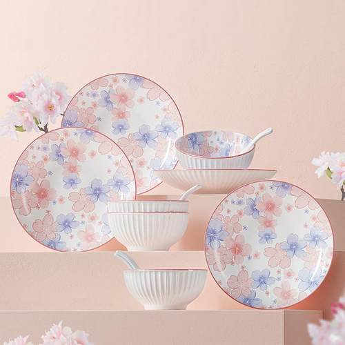 共禾京品餐具套装樱花飞舞饭碗盘
