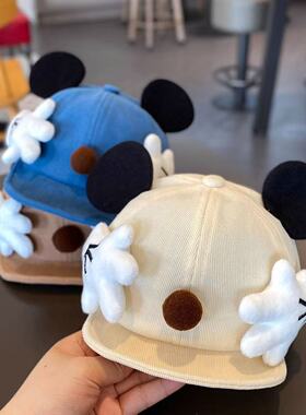 2026 新款可爱米奇耳朵棒球帽女春夏季百搭显脸小软檐防晒鸭舌帽