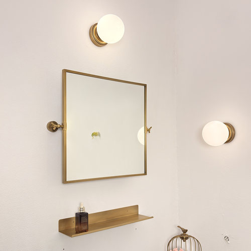 全铜法式复古长方形可旋转化妆镜