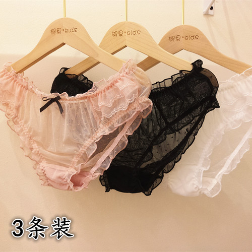 糖果色纱网中低腰透明弹力内裤