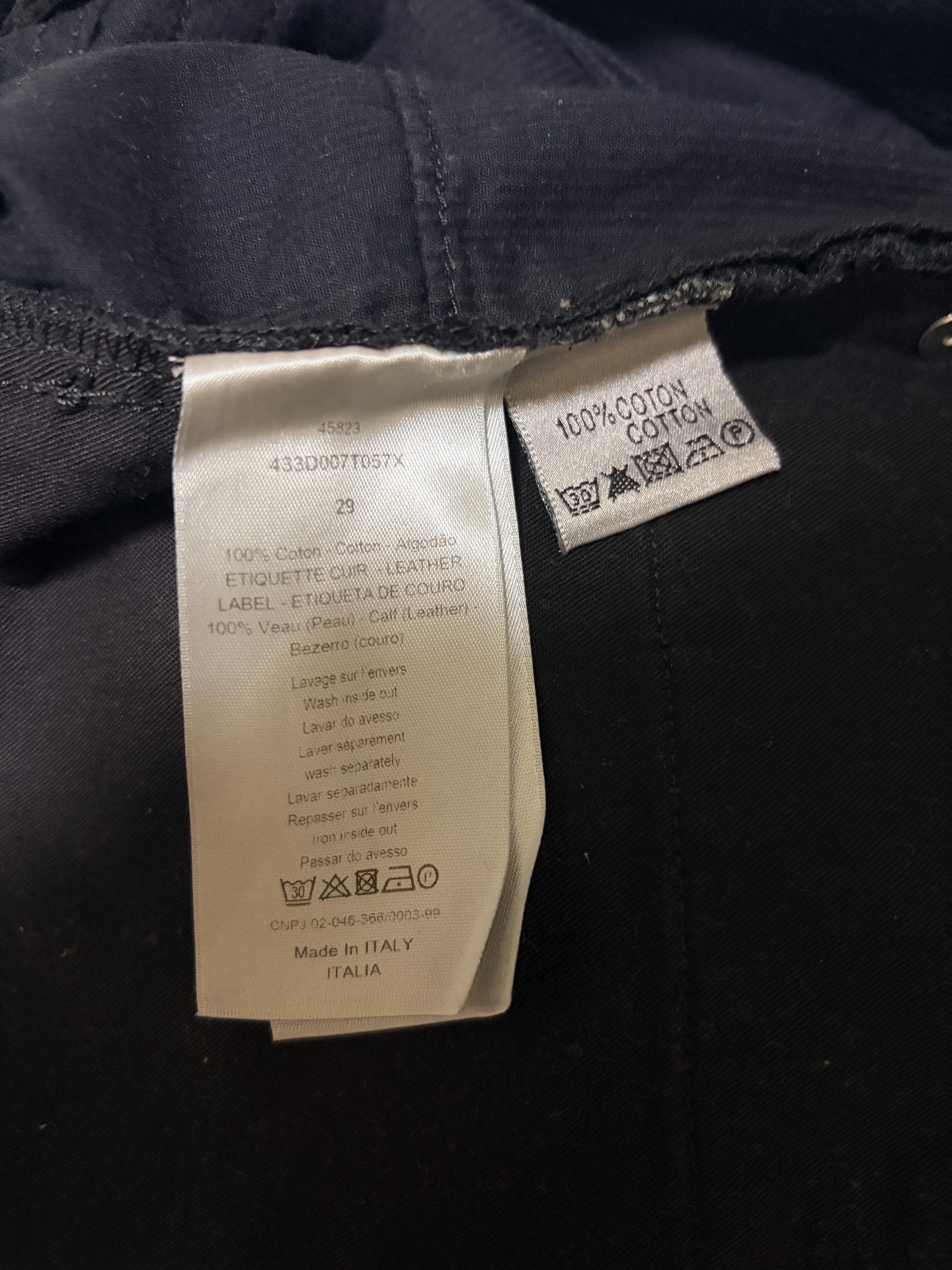 Dior Homme 14FW Runway Black Corduroy Jeans — label