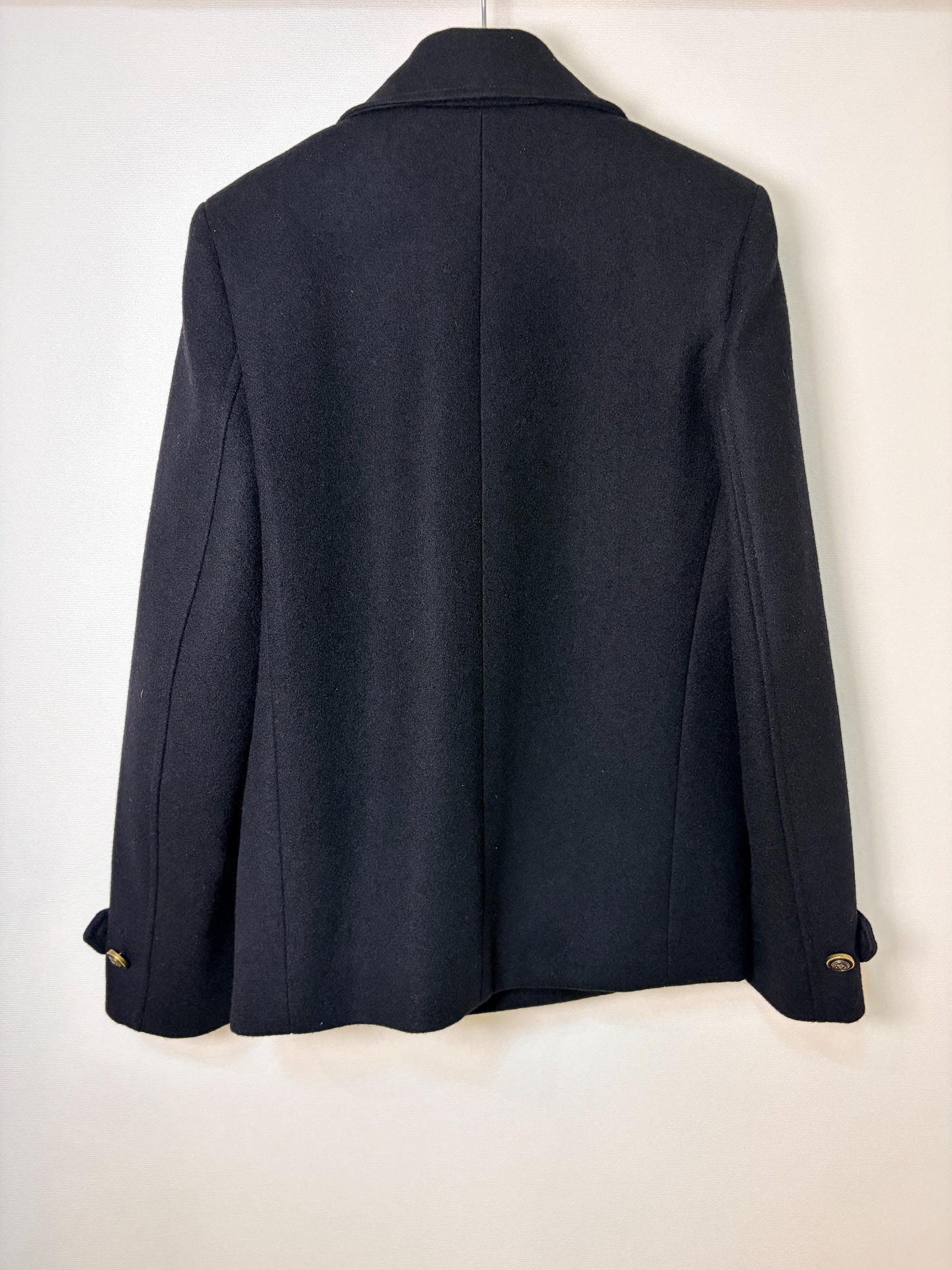 Saint Laurent Black Wool Gold Button Jacket — front