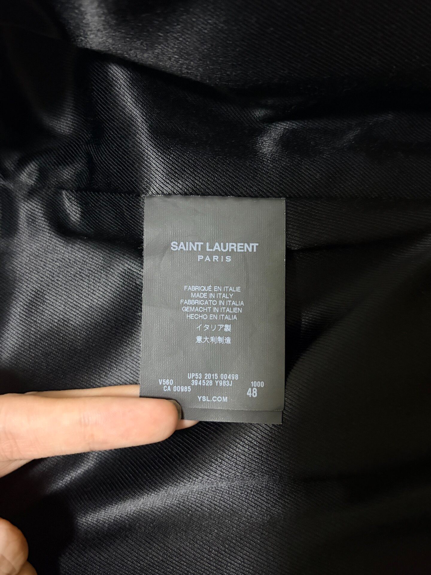 Saint Laurent 15FW Multi-Zipper Baseball Jacket — label
