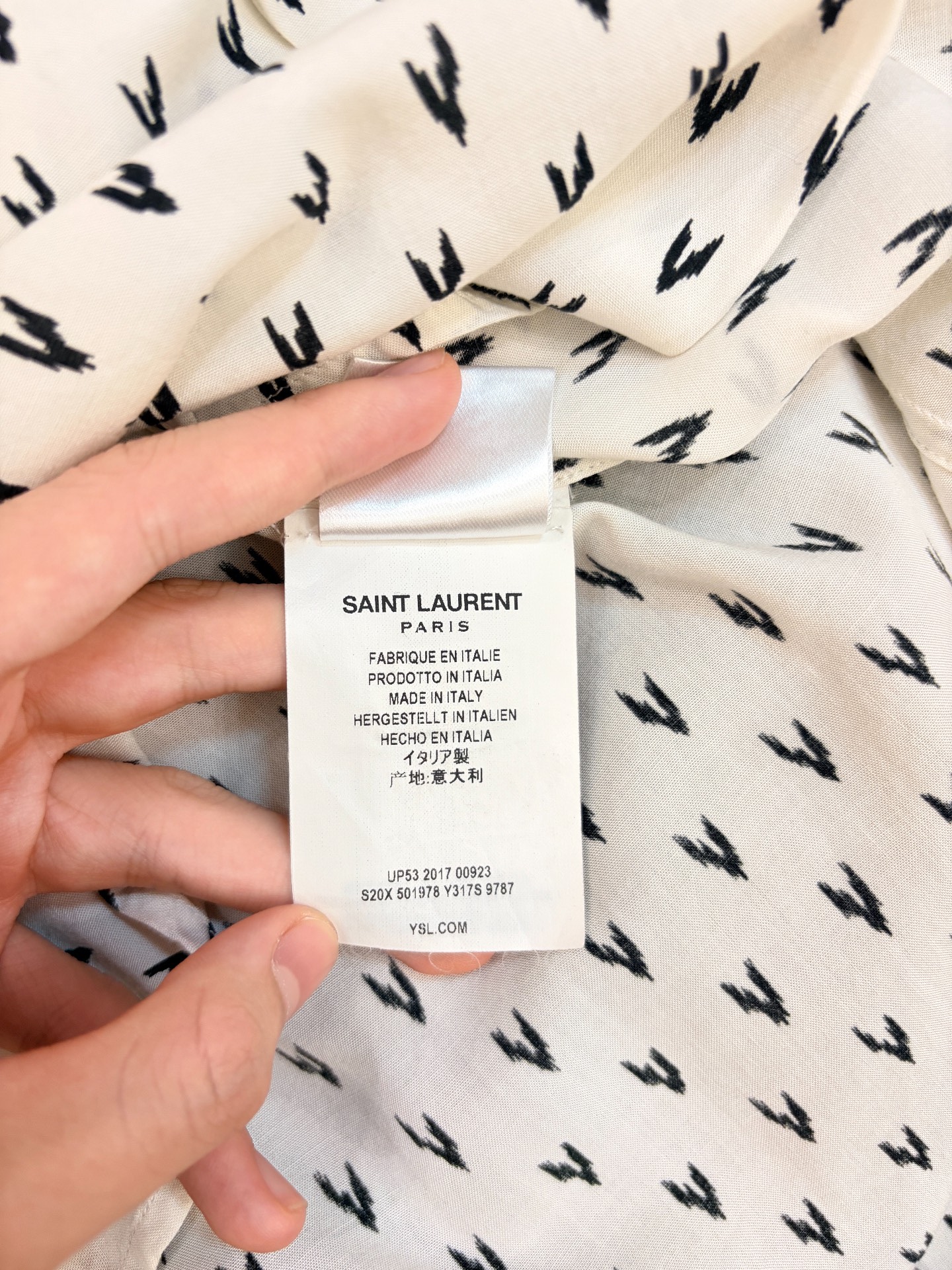 Saint Laurent White Silk Lightning Shirt — back