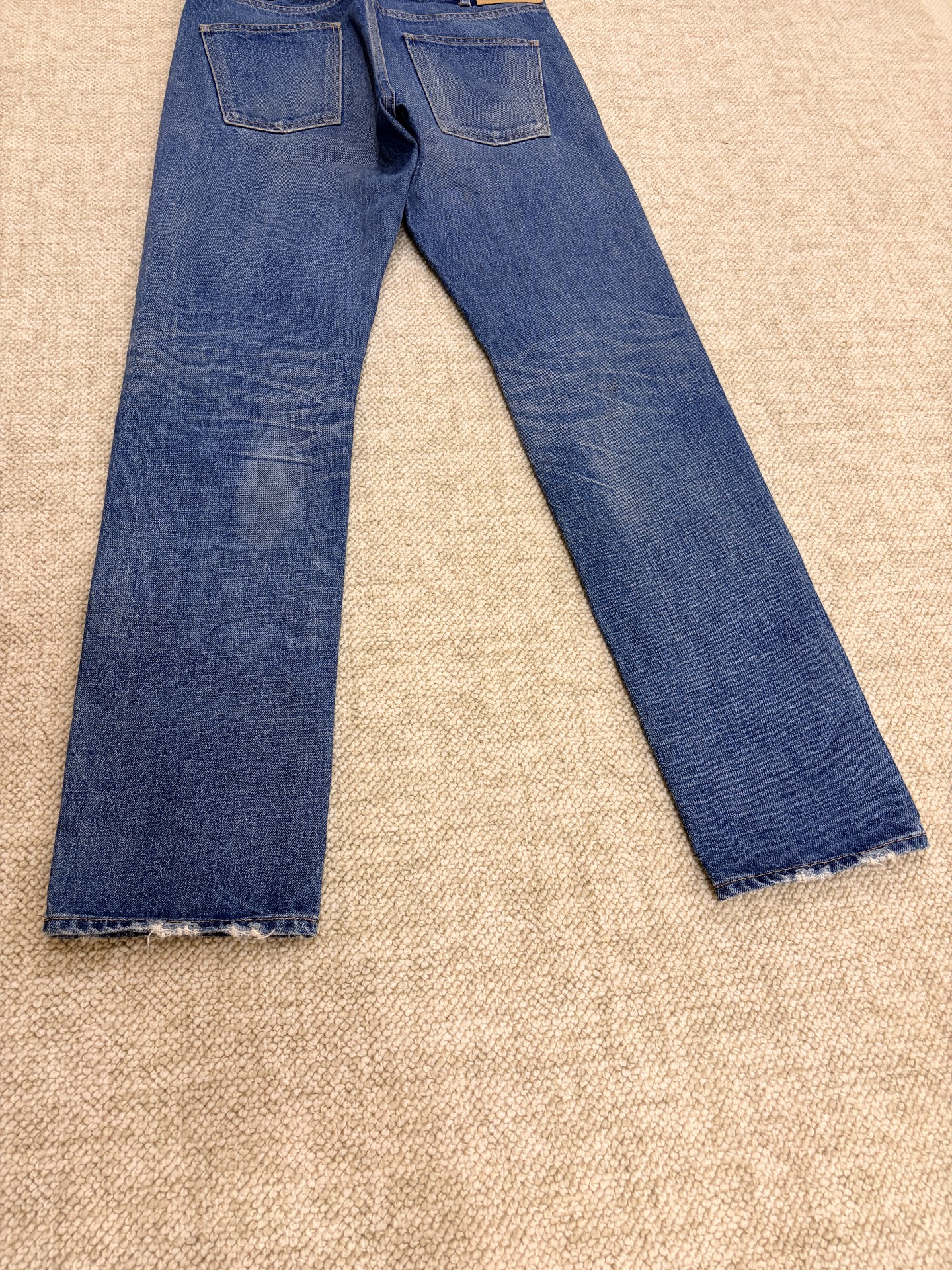 Celine Blue Straight-Leg Distressed Jeans — label