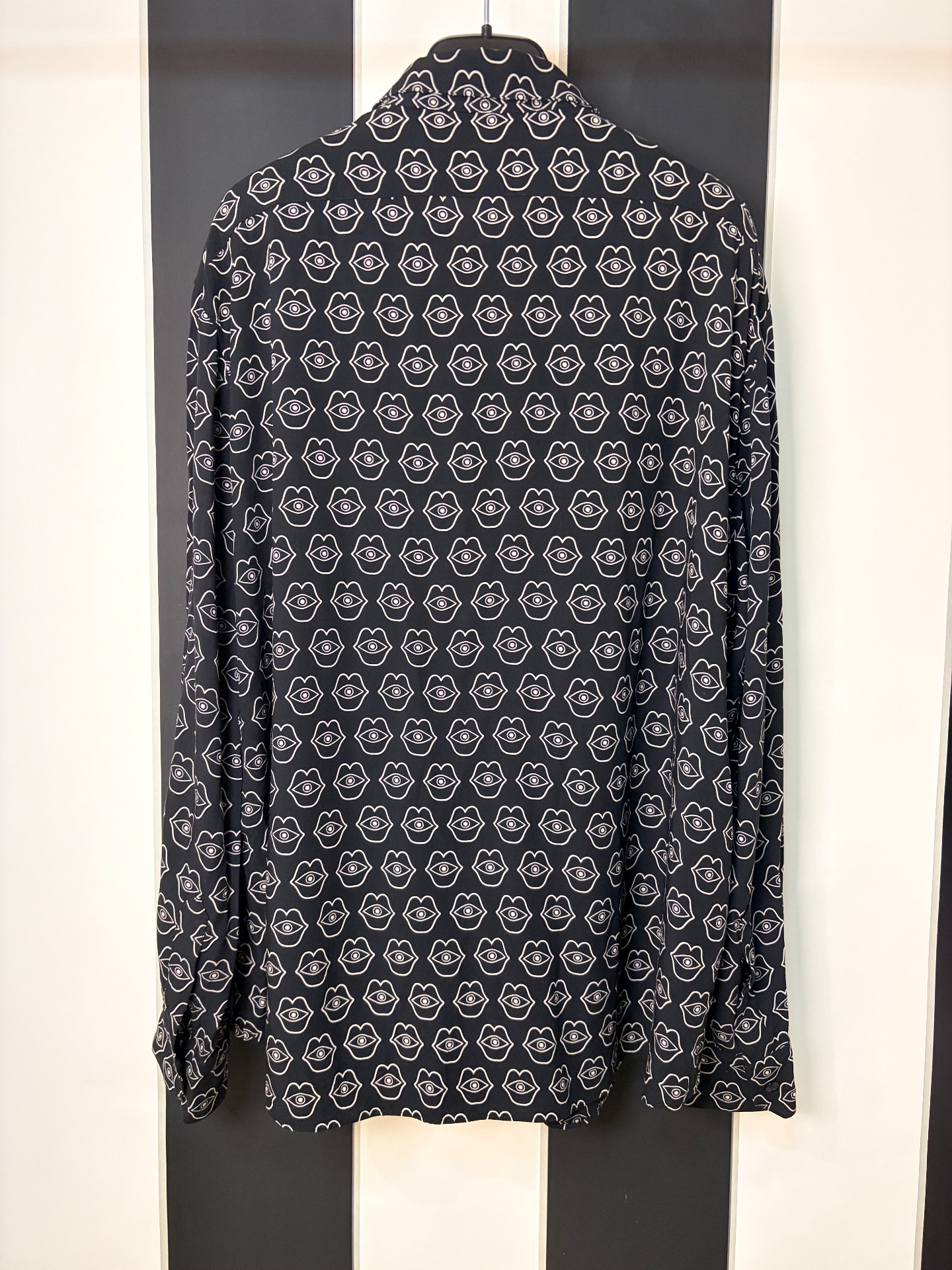 Celine Black Silk Lip Pattern Shirt — front
