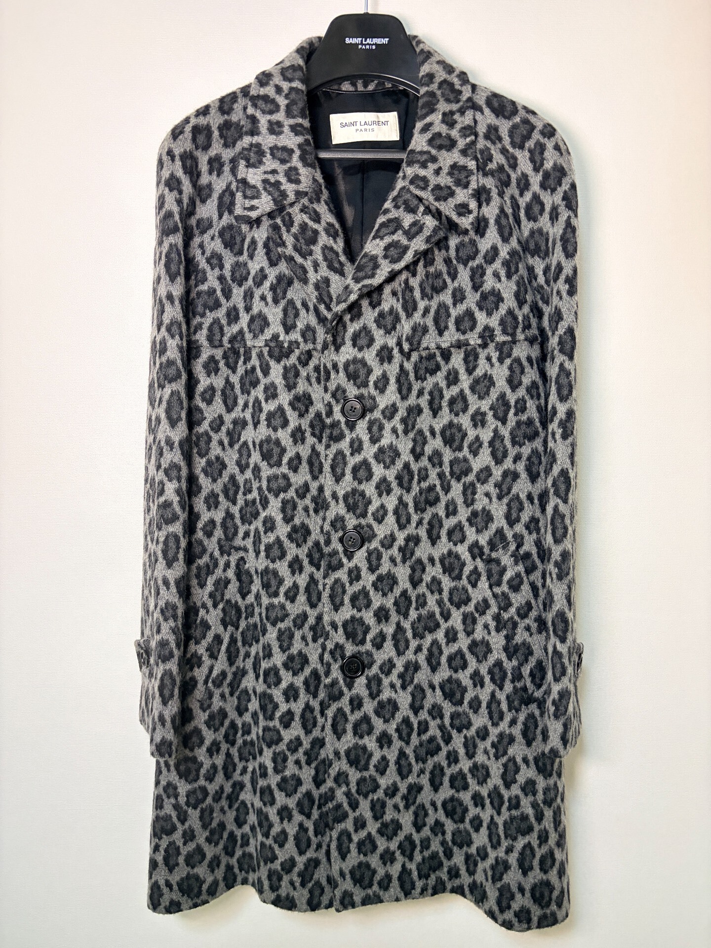 Saint Laurent Leopard Print Wool Coat