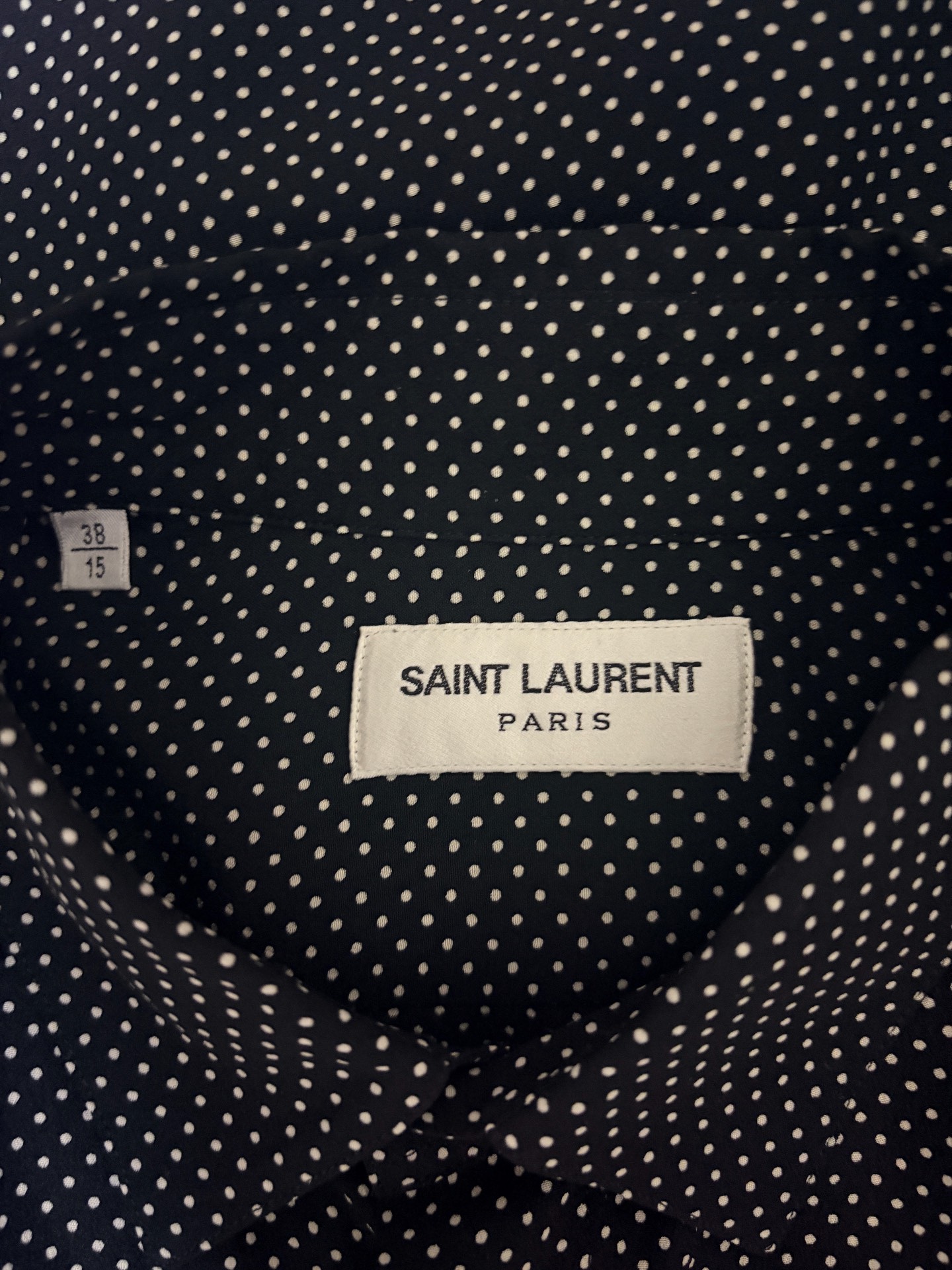 Saint Laurent Silk Small Polka Dot Shirt — back
