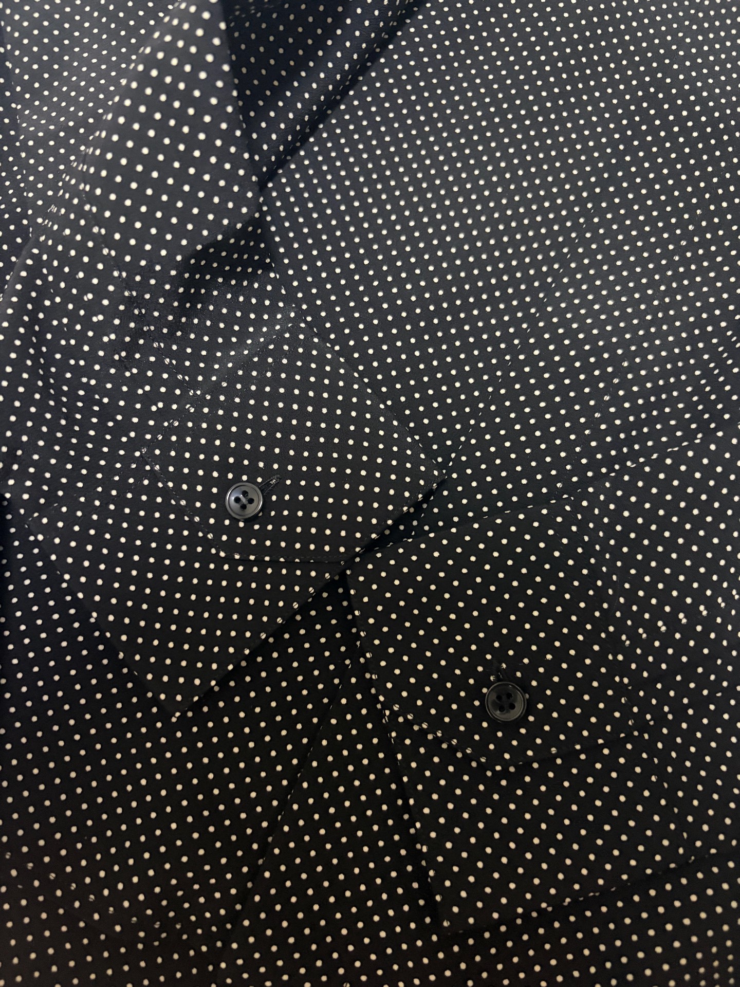 Saint Laurent Silk Small Polka Dot Shirt — detail