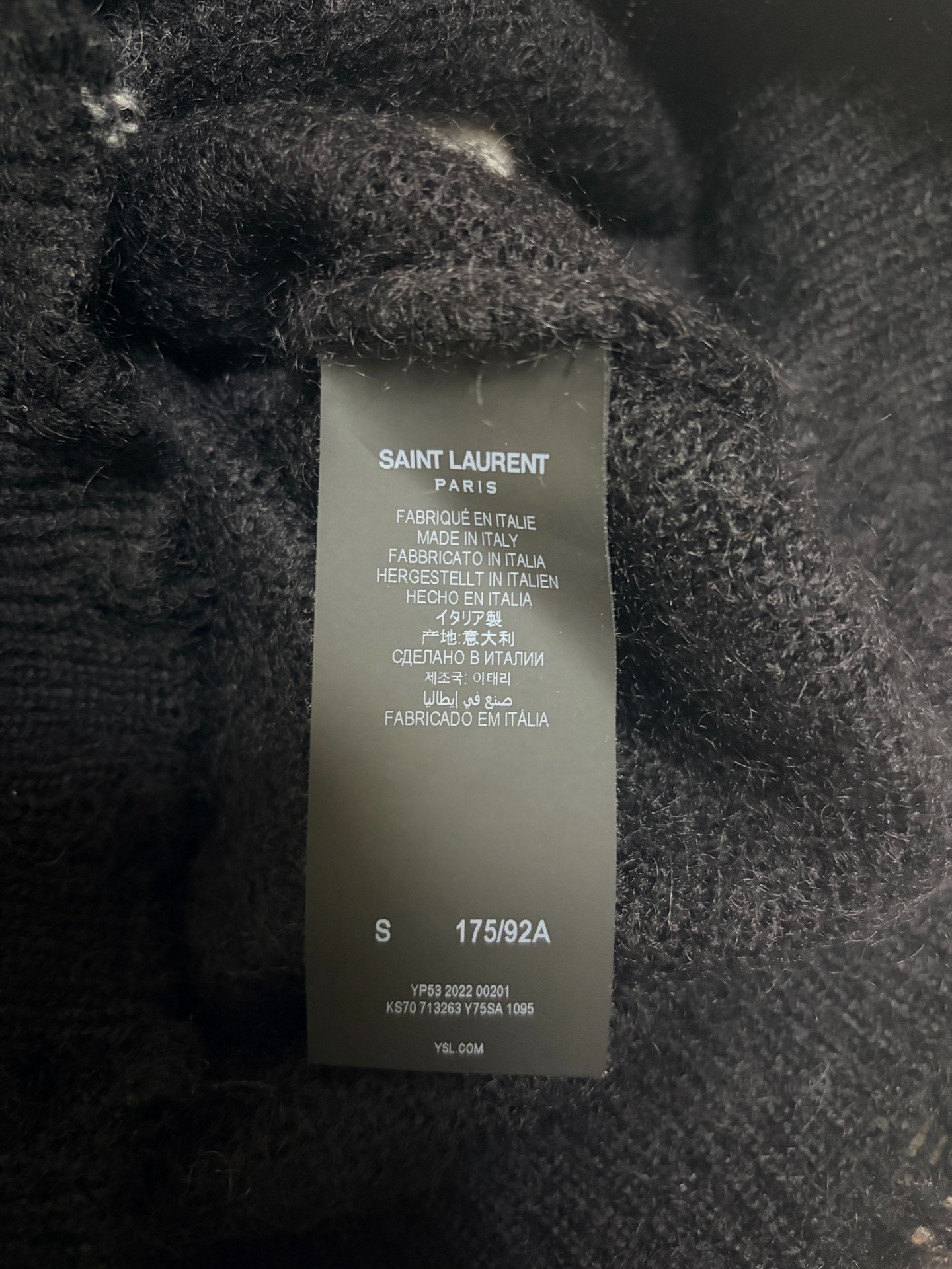 Saint Laurent Playboy Oversized Wool Mohair Sweater — label
