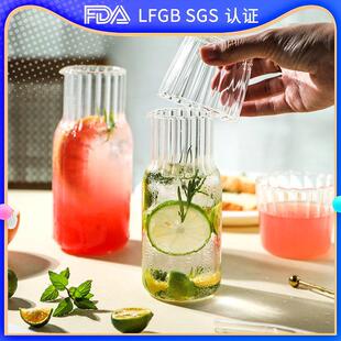 高硼硅玻璃杯带把手带盖一人饮冷水壶一壶一杯耐高温凉水壶水杯子