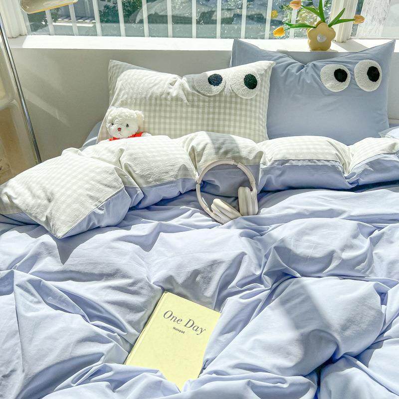 纯棉水洗棉四件套冬季全棉100床单被套单人学生宿舍三件套床品,床上用品,学生床品套件,淘宝优惠券,粉丝福利购,淘宝优惠卷