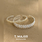 自留推荐 T.MAJOR 花曜镂空拉丝雕纹双色手镯鎏金花冠开口手环