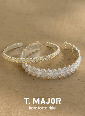 自留推荐 T.MAJOR 花曜镂空拉丝雕纹双色手镯鎏金花冠开口手环