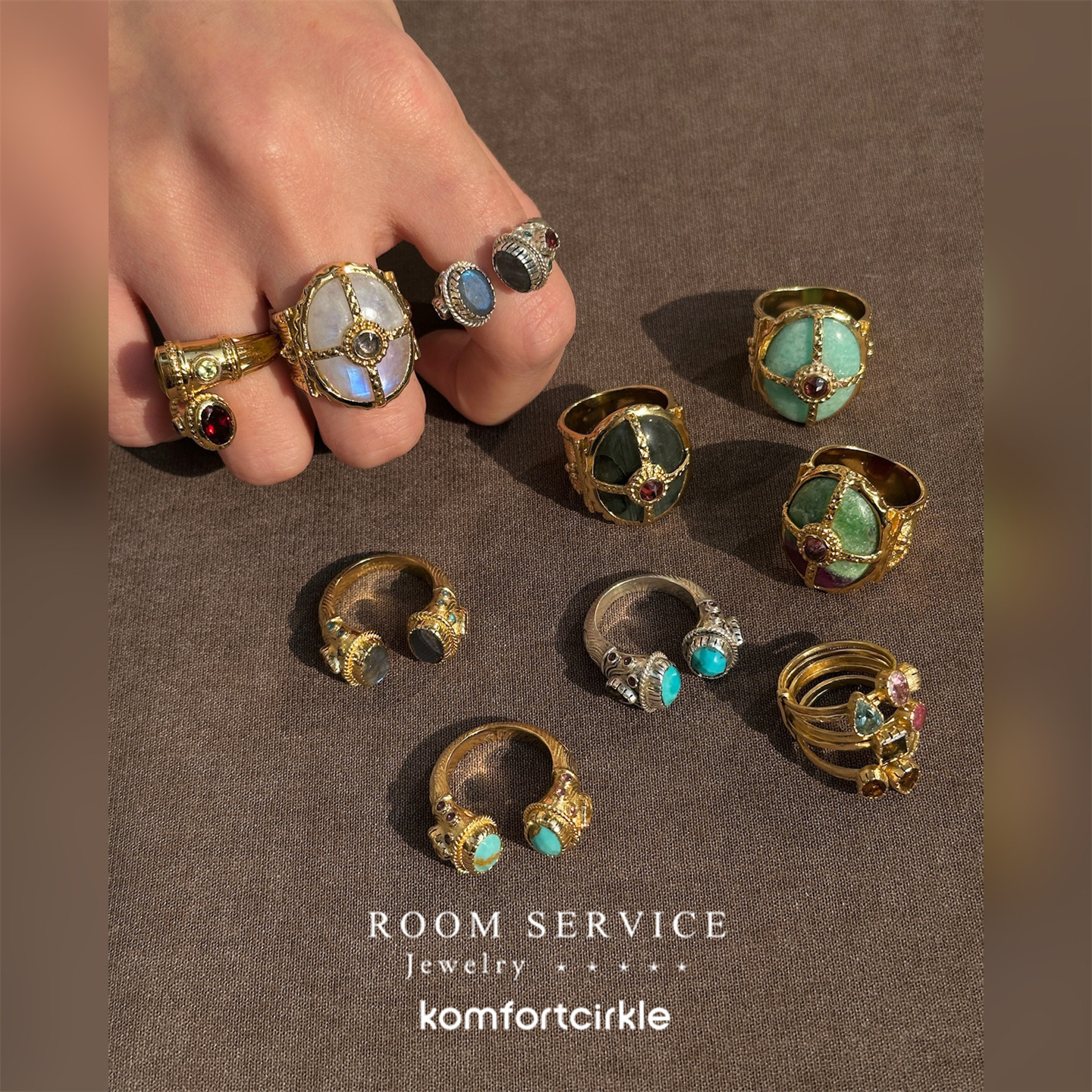 夏至自留推荐 ROOM SERVICE 天然半宝石镶嵌戒指法式小众女指环