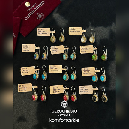 GEROCHRISTO 925纯银半宝石雕花耳环耳钩 GR1588/1864/1866