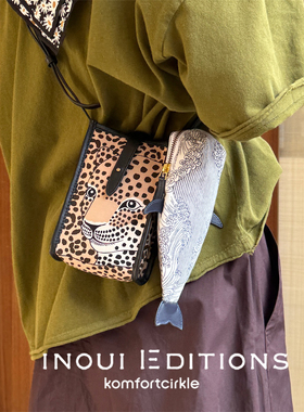 INOUI EDITIONS 鲸鱼笔袋收纳包豹纹印花单肩斜挎手机包随身小包