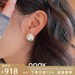 经典 OOAK界格 手工拉丝玫瑰耳钉耳夹女原创设计情人节送礼浪漫