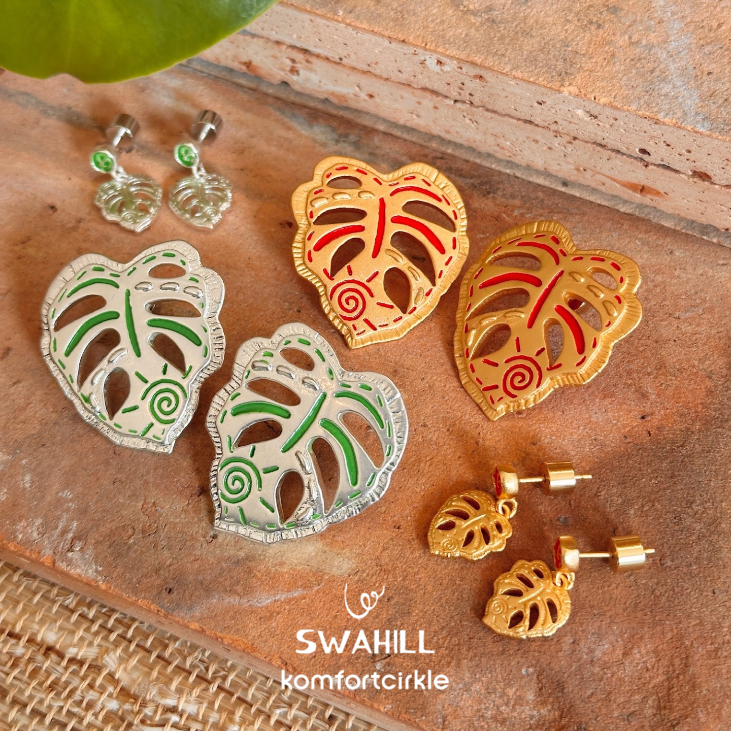 SWAHILL斯瓦山丘 大龟背叶吊坠耳钉 原创设计个性小众复古耳环