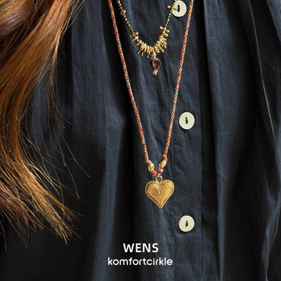 WENS 彩红编织绳爱心吊坠长项链女叠戴原创小众抽拉可调节礼物