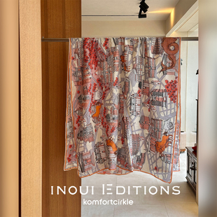 INOUI EDITIONS 100*190城市建筑印花丝巾大围巾披肩搭配春夏新款