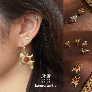 SERENESS所若 小飞马耳环小马驹耳钉耳骨夹 原创设计礼物女耳饰
