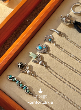 ENSAGE 纯银绿松石吊坠项链简约复古锁骨链原创小众设计师叠戴