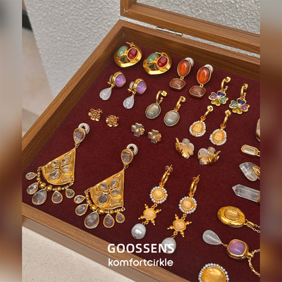 GOOSSENS 法式轻奢色彩水晶耳钉经典幸运四叶草罂粟花耳环耳饰