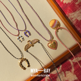 MYA BAY 金鹰马蹄铁彩虹幸运吊坠编织绳项链手工拉丝精致锁骨链