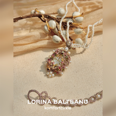 LORINA Audrey项链 法国天然半宝石手工梭织蕾丝重工锁骨链女