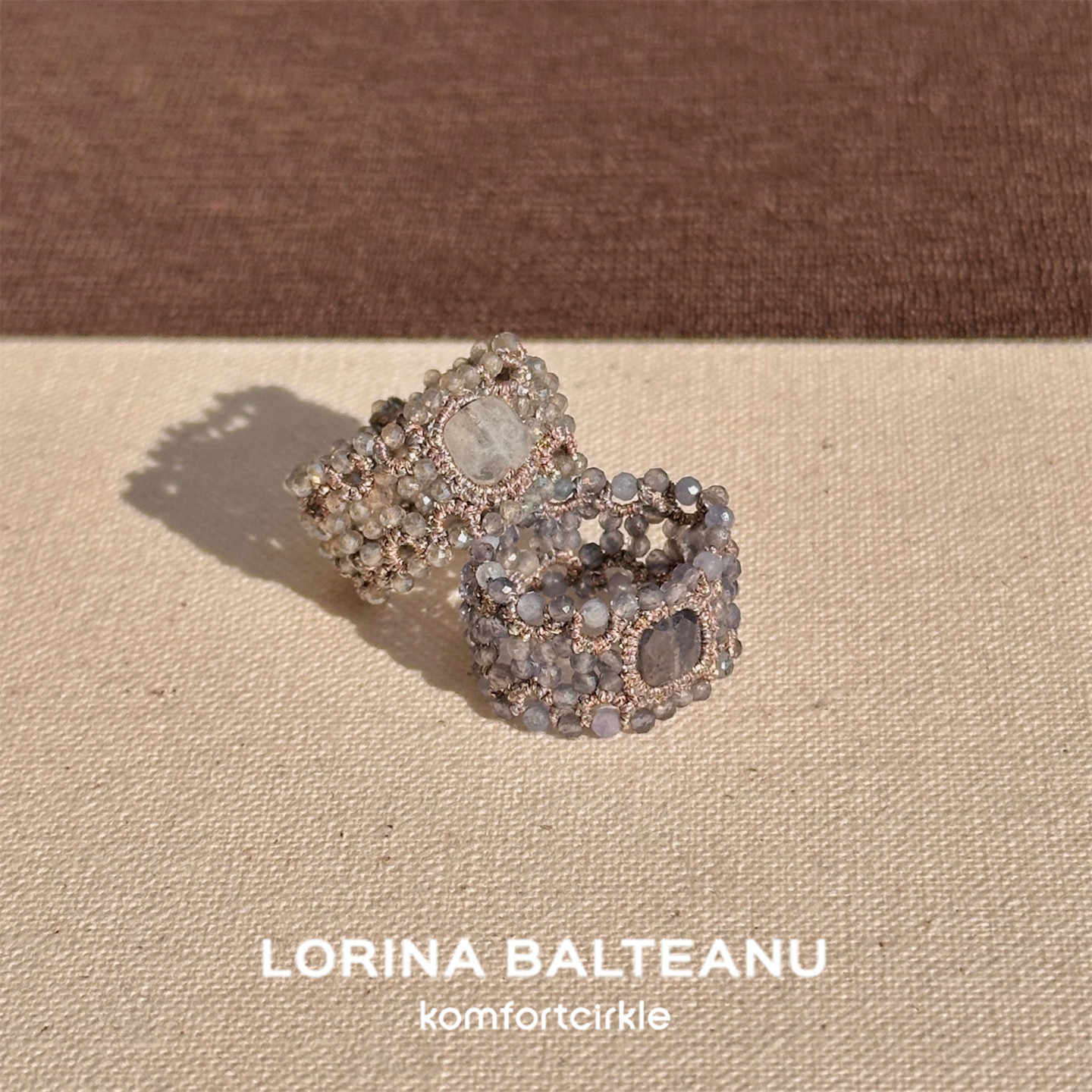 LORINA Tiras戒指 法式中古气质高级天然半宝石手工编织叠戴指环