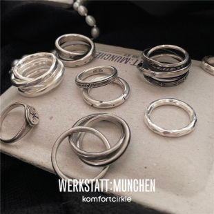 WERKSTATT MUNCHEN 德国手工捶打925银多层环绕经典戒指个性指环
