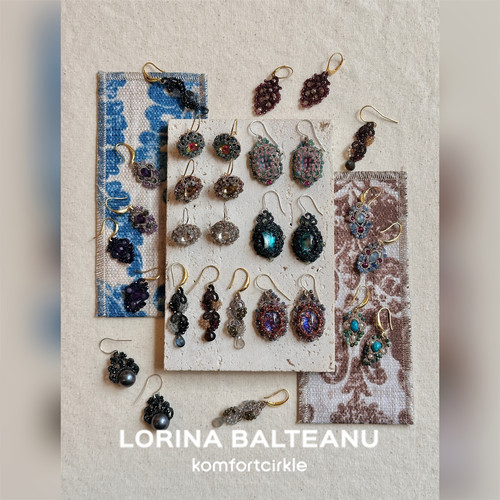 LORINA 耳环法国天然半宝石手工编织蕾丝复古精致设计感耳钩女