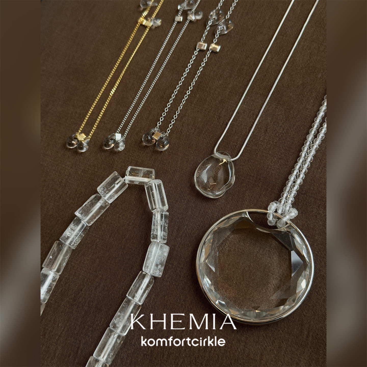 KHEMIA天然白水晶吊坠项链原创轻奢设计高级感水滴锁骨链女叠戴图片