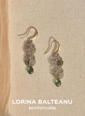 自留推荐 LORINA Asti耳环 法国天然半宝石手工编织复古精致耳钩