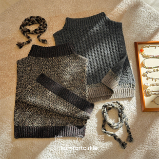 自留推荐定制款 【埃觅索】复古钩花杂色羊毛套头围脖披肩假两件