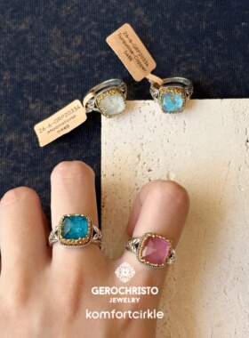 GEROCHRISTO GC半宝石几何复古戒指 扳指戒图腾雕刻重工希腊